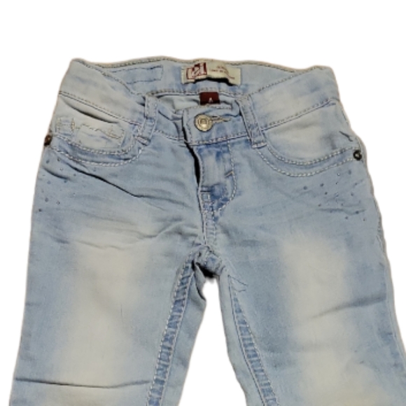 Girl's Lei Alexa Low-rise Slimboot Lt Blue Jeans Rhinestones Embroider Sz 4 - Picture 3 of 10